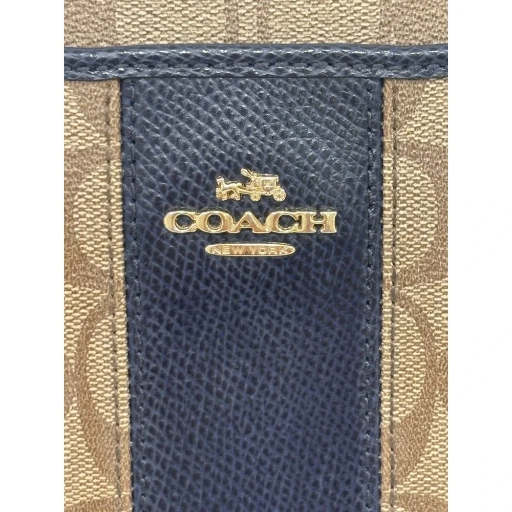 COACH Signature Crossbody Shoulder Bag F52856 Brown/Navy Blue No Bag Tag